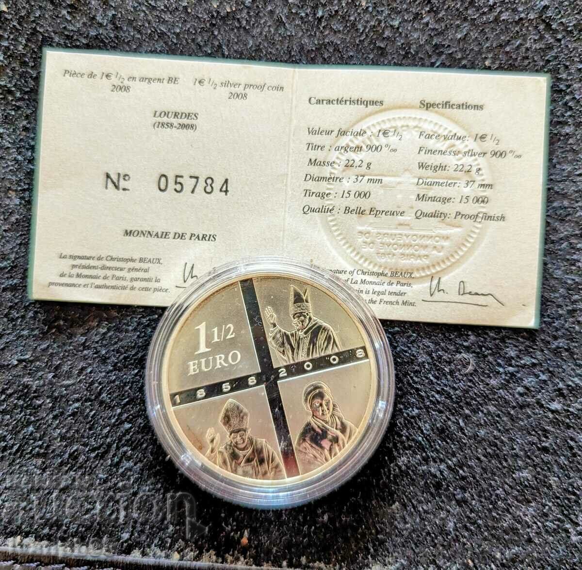 Silver coin 1 and 1/2 euro