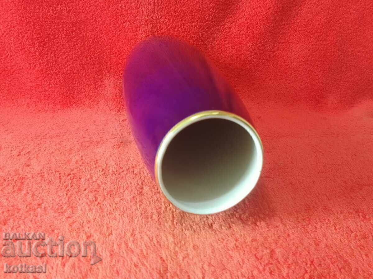 Livrarea Vaza mare din portelan vechi KPM Cobalt Flori aurite lucrate manual