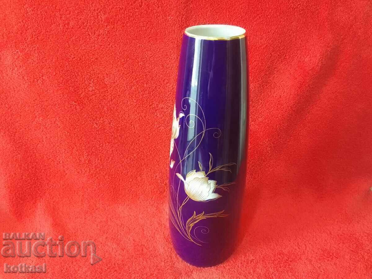 Old porcelain large Vase KPM Cobalt Gilded flowers handmade - 7 Old porcelain large Vase KPM Cobalt Gilded flowers handmade - 7