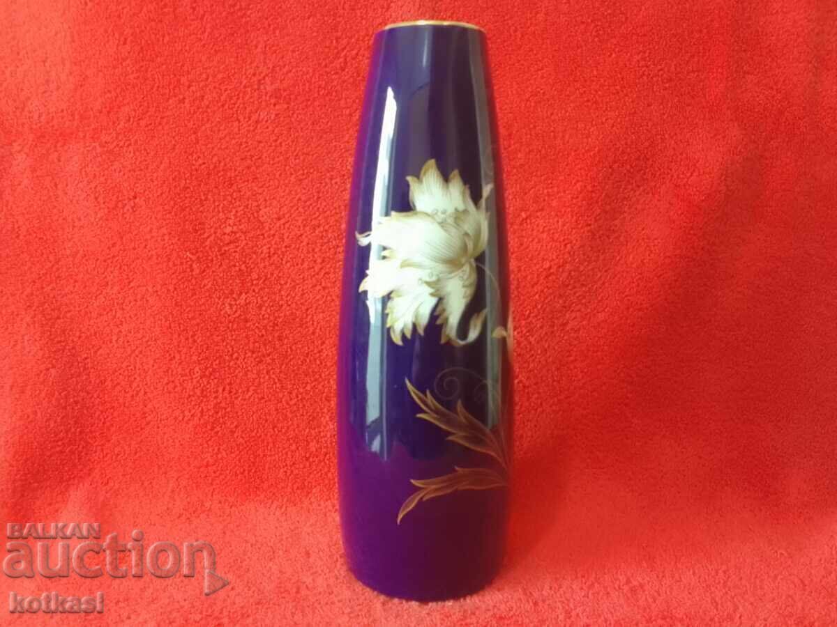 Old porcelain large Vase KPM Cobalt Gilded flowers handmade Old porcelain large Vase KPM Cobalt Gilded flowers handmade