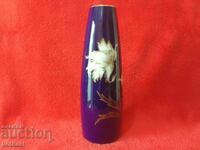 Old porcelain large Vase KPM Cobalt Gilded flowers handmade