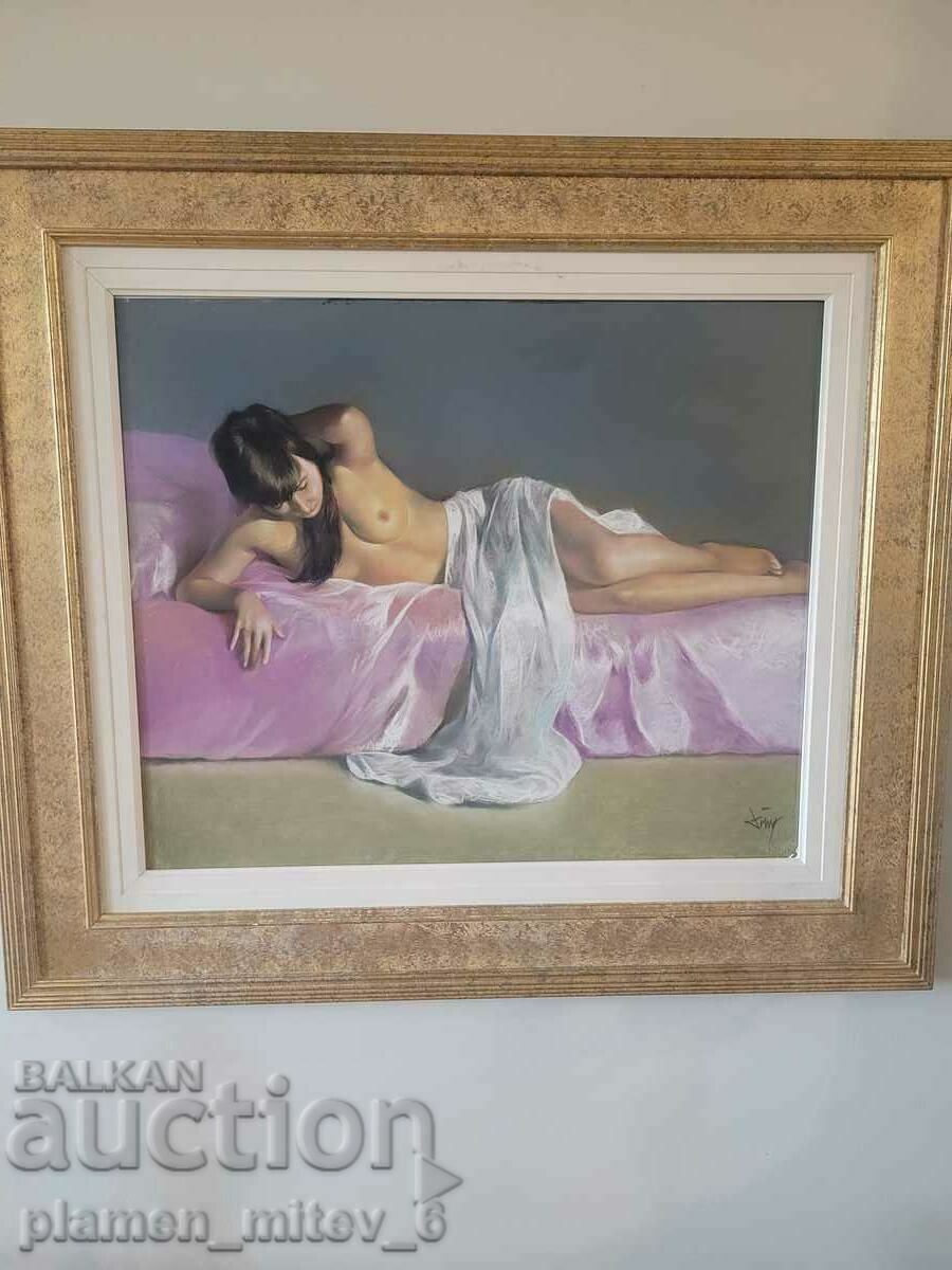 Auction  painting "Contemplation" by Domingo Alvarez Gómez