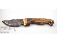 Antique knife with wooden handle and bronze guard
