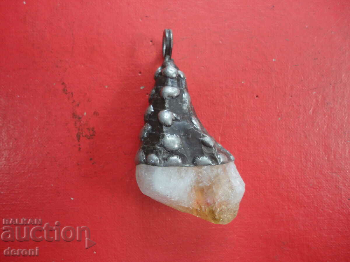 Auction  Druze mineral stone in hardware