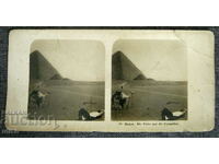 1904 Каиро пирамида камила стерео картичка стереокартичка