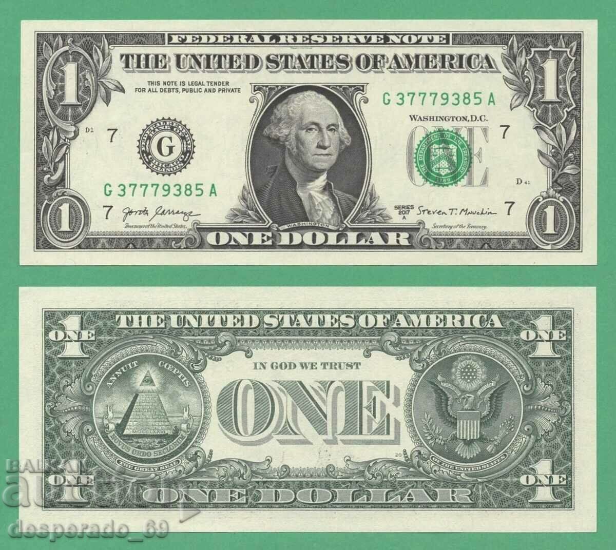 (¯`'•.¸ US $1 2017 (Ιλινόις) UNC ¸.•'´¯)