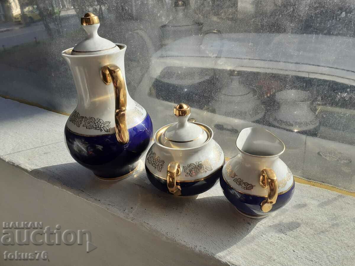 Russian porcelain triple set gilt and cobalt markings with price 240.00 BGN | € 122.71