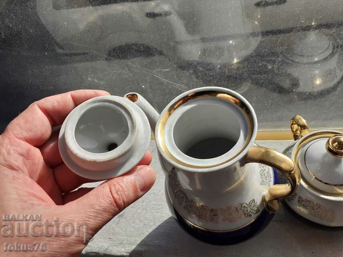 Auction  Russian porcelain triple set gilt and cobalt markings