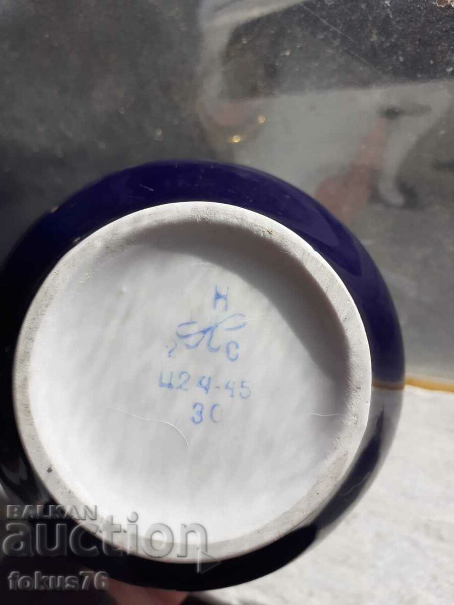 Russian porcelain triple set gilt and cobalt markings - 7