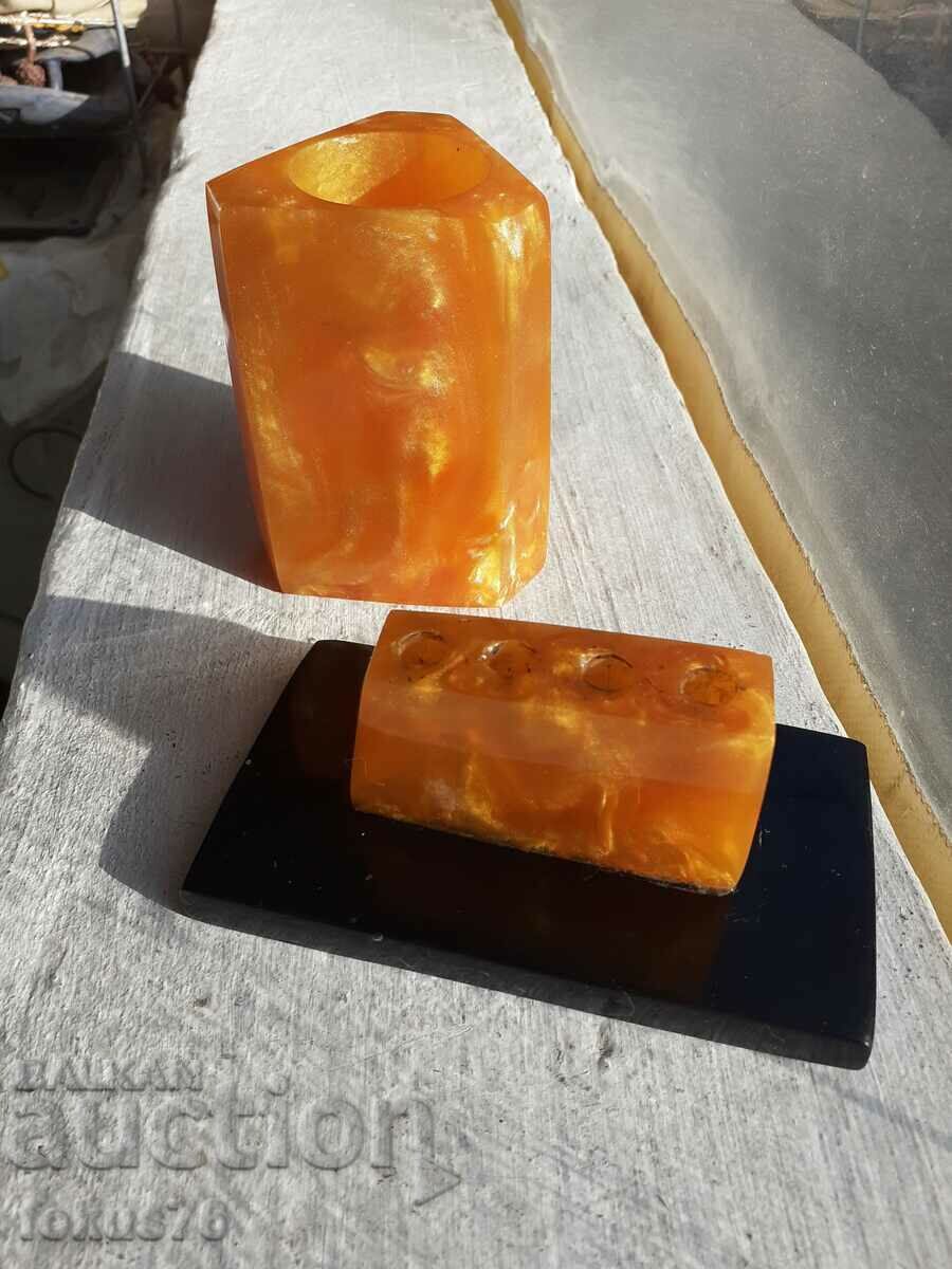 Old Social Catalina desk vase and pencil case set - 5 Old Social Catalina desk vase and pencil case set - 5