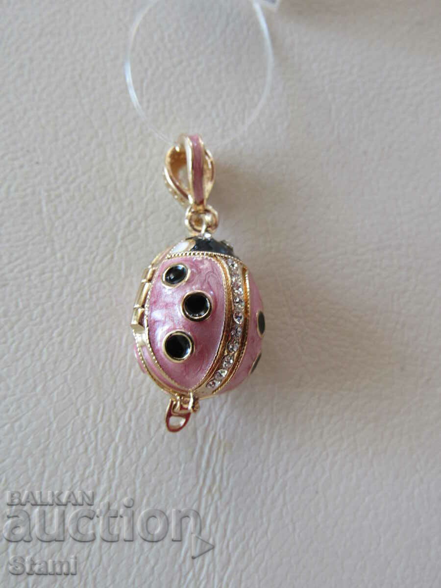 Auction Fine ladies' ladybug necklace Egg Faberge, new Auction Fine ladies' ladybug necklace Egg Faberge, new