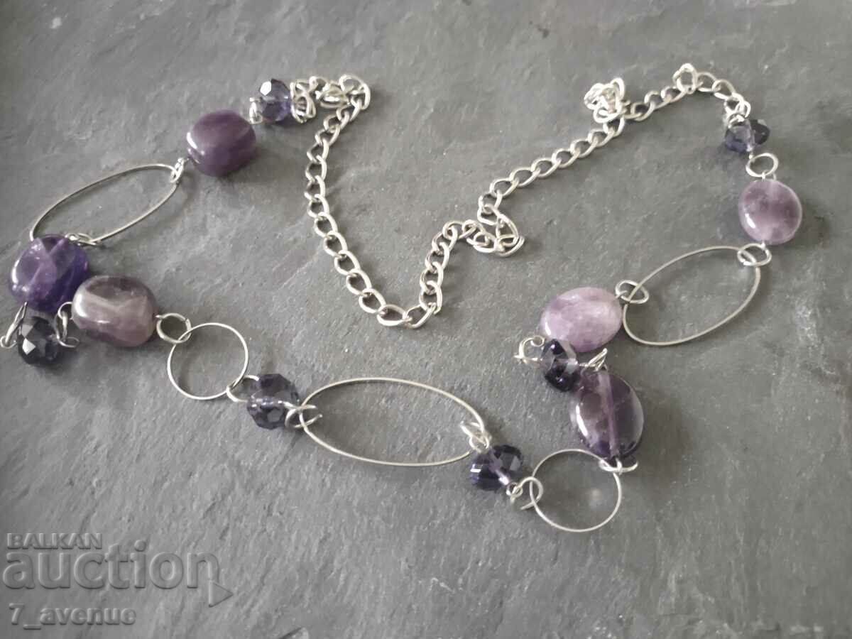 Long beautiful necklace with Amethyst and crystals, 25.03.24 with price 59.00 BGN | € 30.17 Long beautiful necklace with Amethyst and crystals, 25.03.24 with price 59.00 BGN | € 30.17