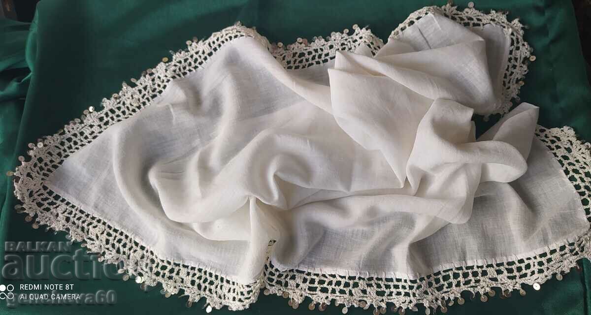 Towel, scarf for costumes with lace and sequins