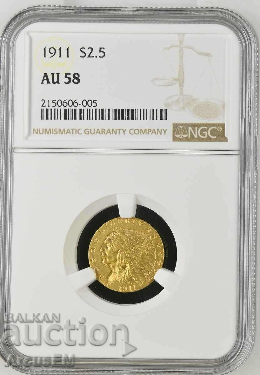 2 1/2 Dollars-Gold-USA 1911 / 2 1/2 Dollars USA 1911 Au