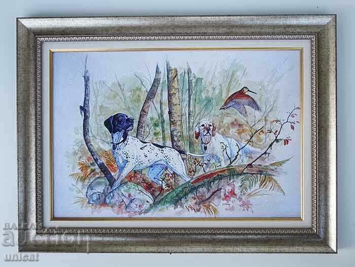 Caini de vanatoare, pointer si setter cu becatina, poza pentru vanatori Caini de vanatoare, pointer si setter cu becatina, poza pentru vanatori