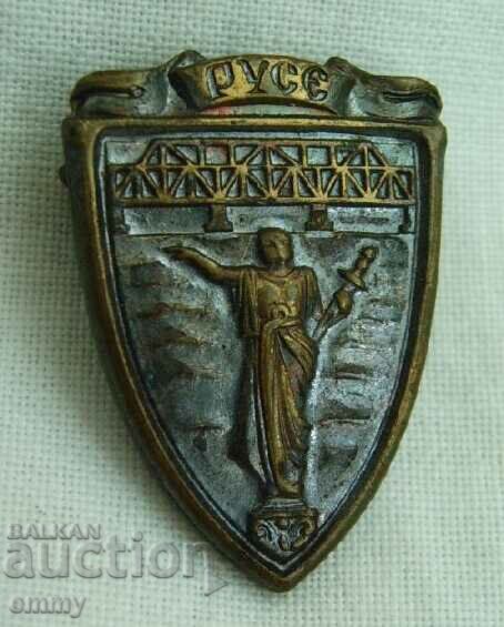 Rousse badge - coat of arms of the city. Bronze