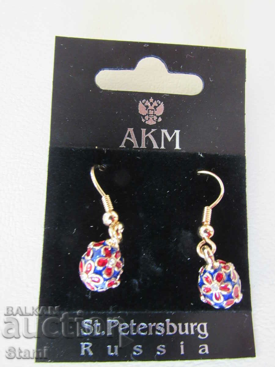 Auction Fine women's Fabergé Egg earrings, new Auction Fine women's Fabergé Egg earrings, new