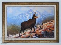 Mountain landscape with chamois, picture for hunters