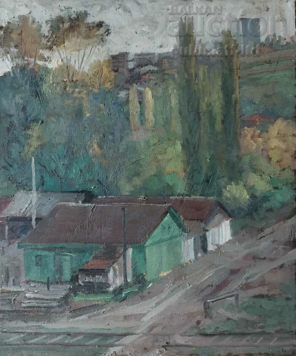 Painting, cityscape, art. Zhecho Dunev (1926-1975)