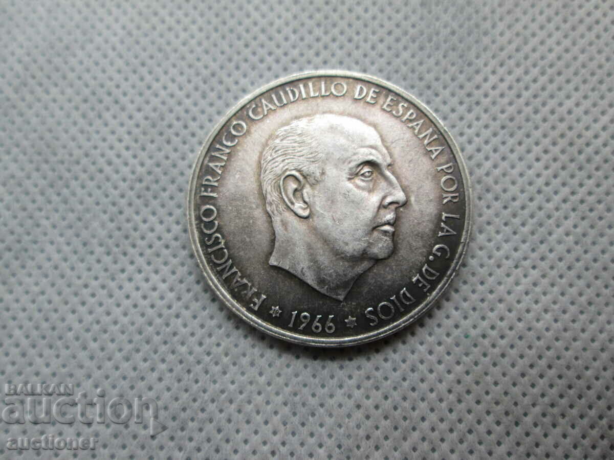 Auction  100 PESETS 1966 SILVER SPAIN FRANCO