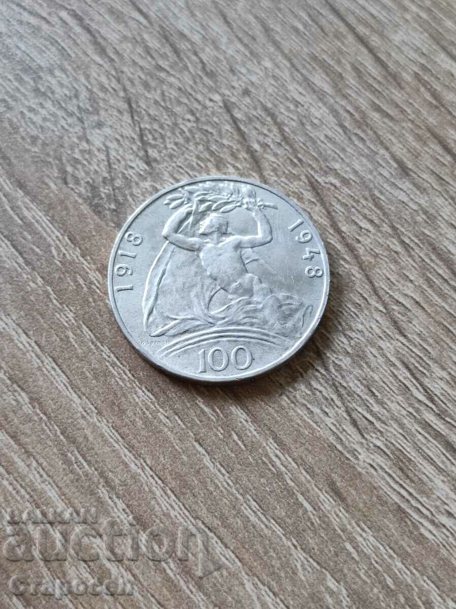 100 de coroane 1948 Cehoslovacia