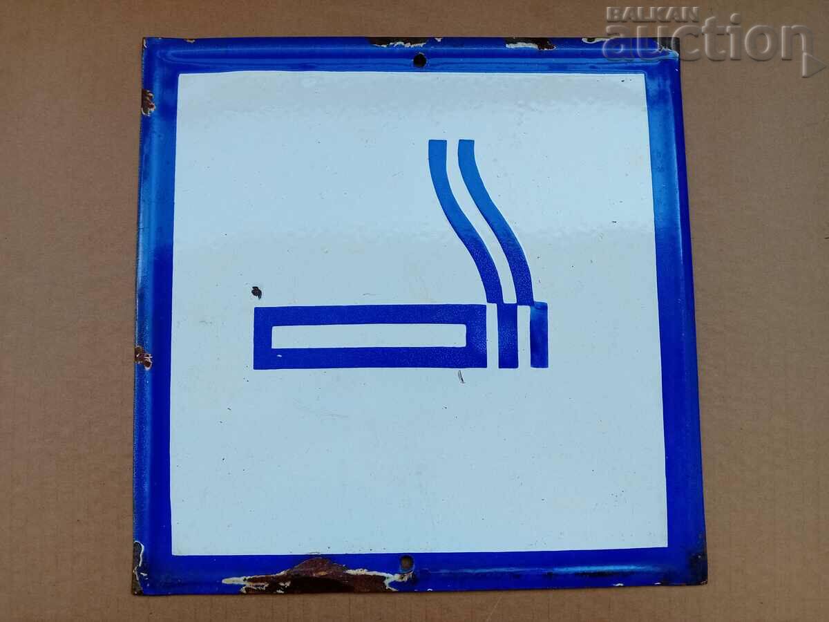 retro directional enamel sign smoking area