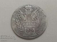 Рядка Сребърна Монета Австрия 20 кройцера Австроунгария 1765