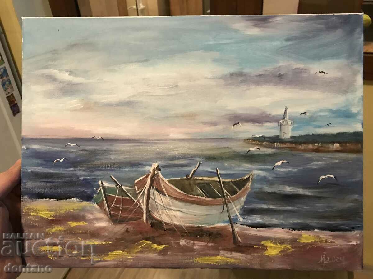 Oil painting - Seascape - Boats 40/30