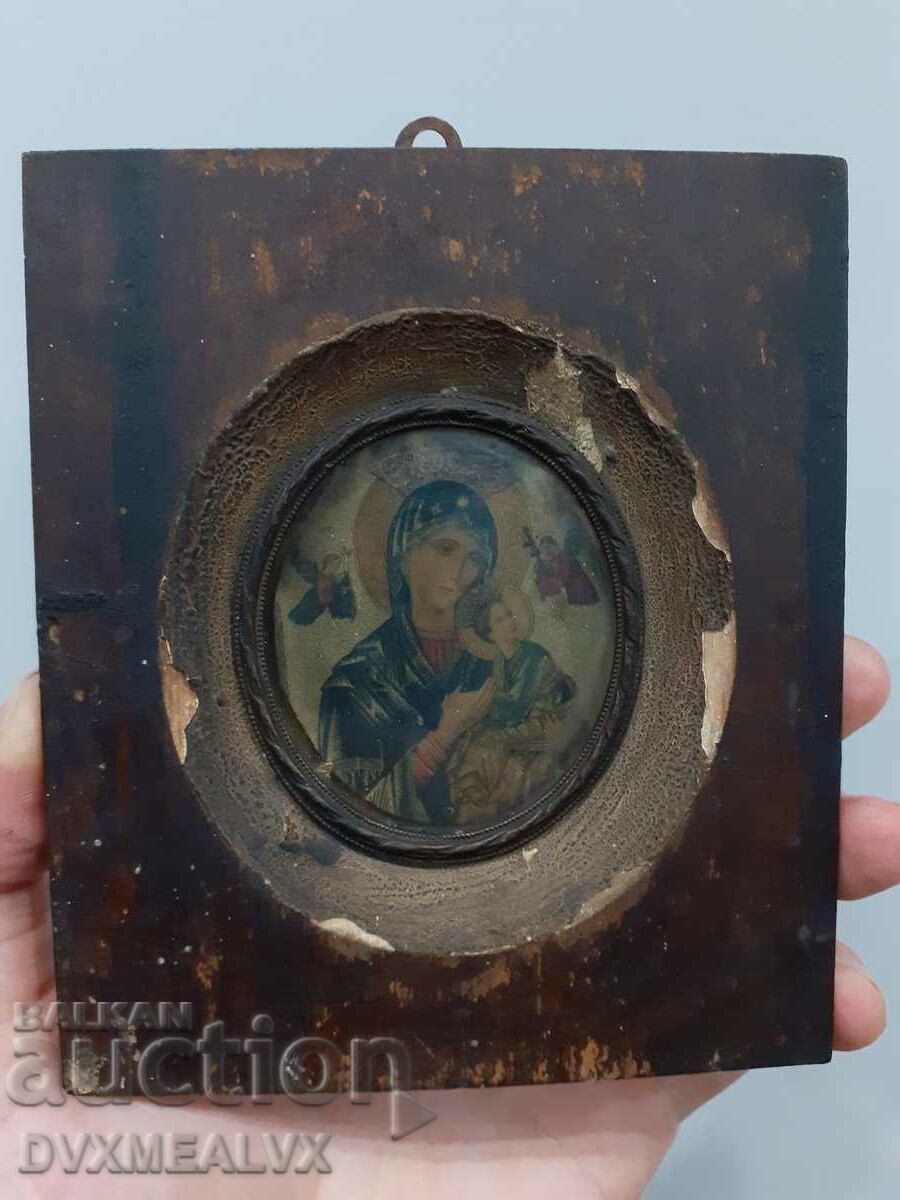 Auction  Russian imperial lithographic icon from the end of the 19th century.