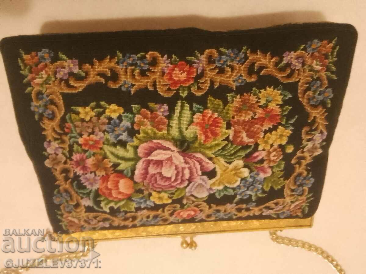Licitație Geantă de mână victoriană cu geantă antică Petit Point