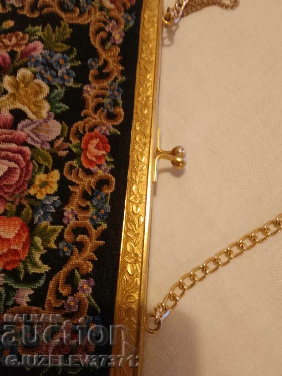 Geantă de mână victoriană cu geantă antică Petit Point - 5