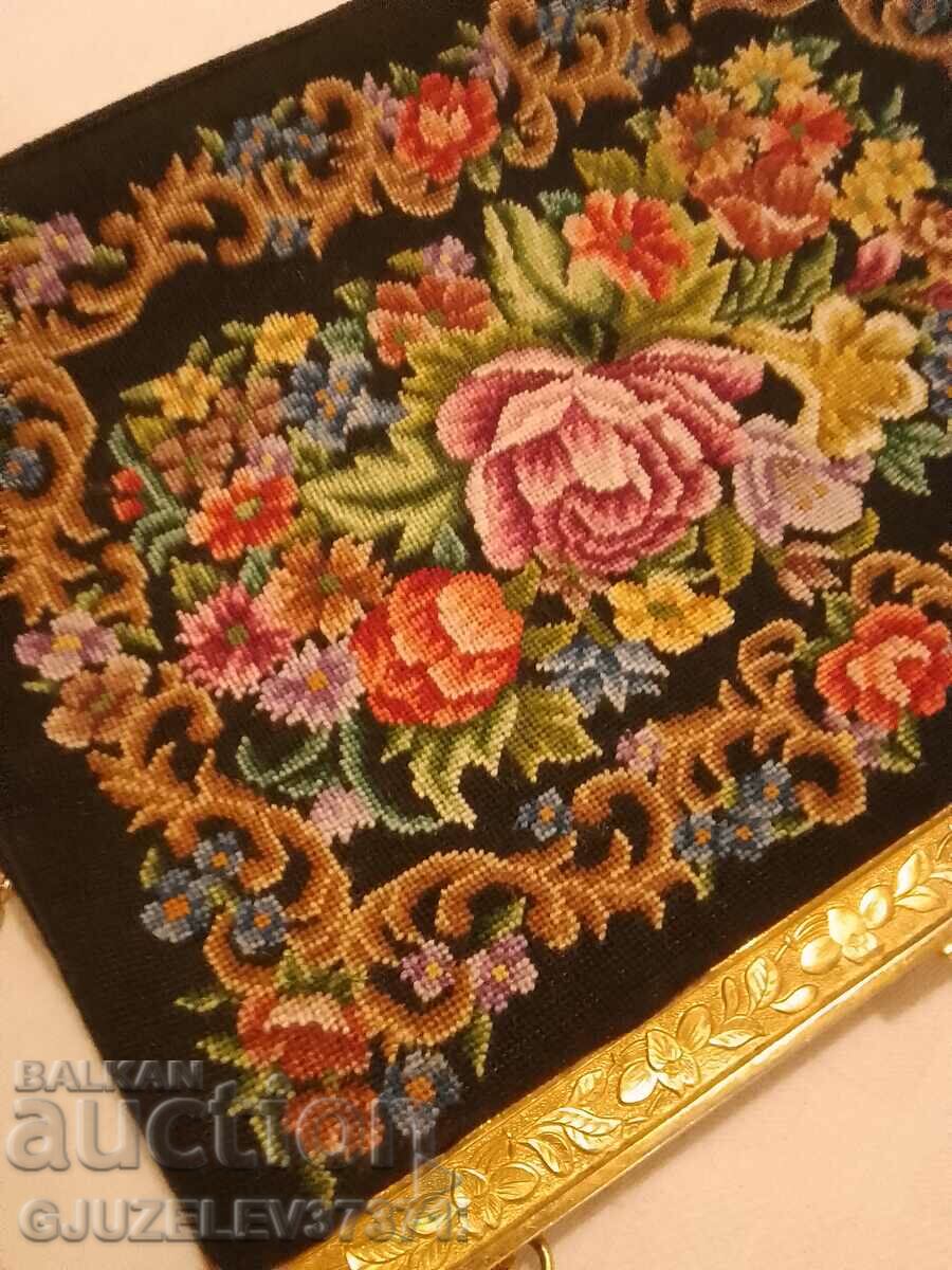 Geantă de mână victoriană cu geantă antică Petit Point - 7