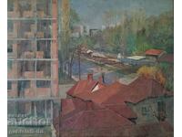 Картина, градски пейзаж, худ. Жечо Дунев (1926-1975)