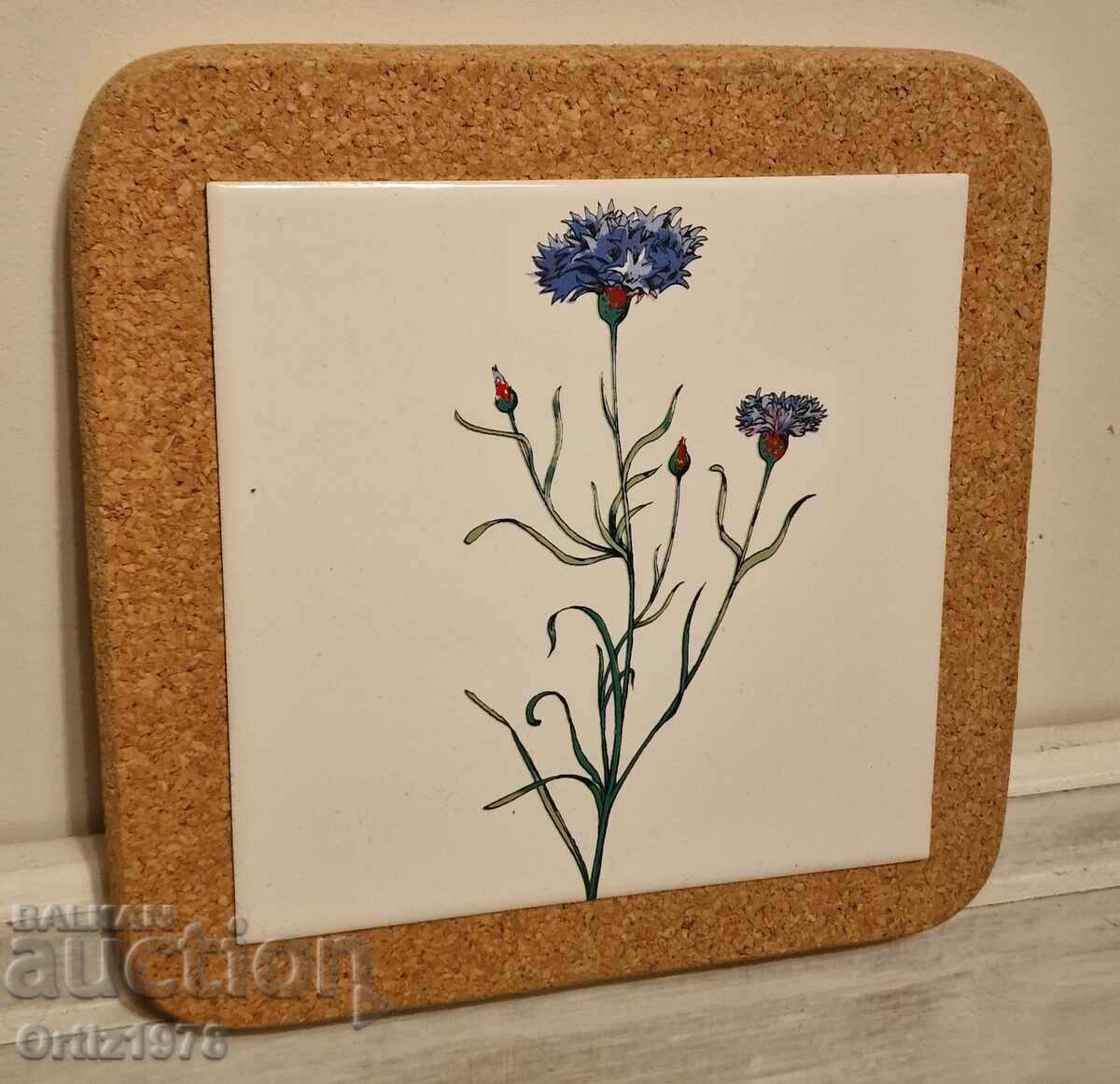 Голяма коркова подложка, рисувана порцеланова плочка, синчец - 6 Голяма коркова подложка, рисувана порцеланова плочка, синчец - 6