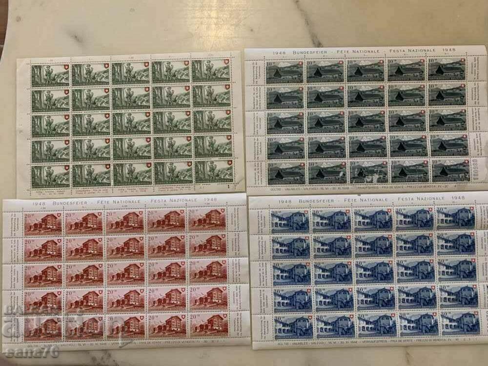 Stamp series-4 small sheets Switzerland-1948 Pro Patria Stamp series-4 small sheets Switzerland-1948 Pro Patria