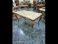 O minunată masă antică din bronz belgian cu onix