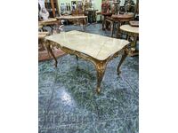 A wonderful antique Belgian bronze table with onyx