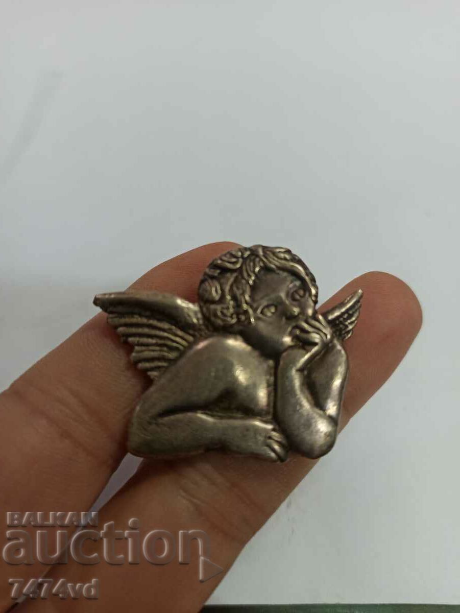 SILVER PLATED FRENCH BADGE, BROOCH - ANGEL with price 30.00 BGN | € 15.34