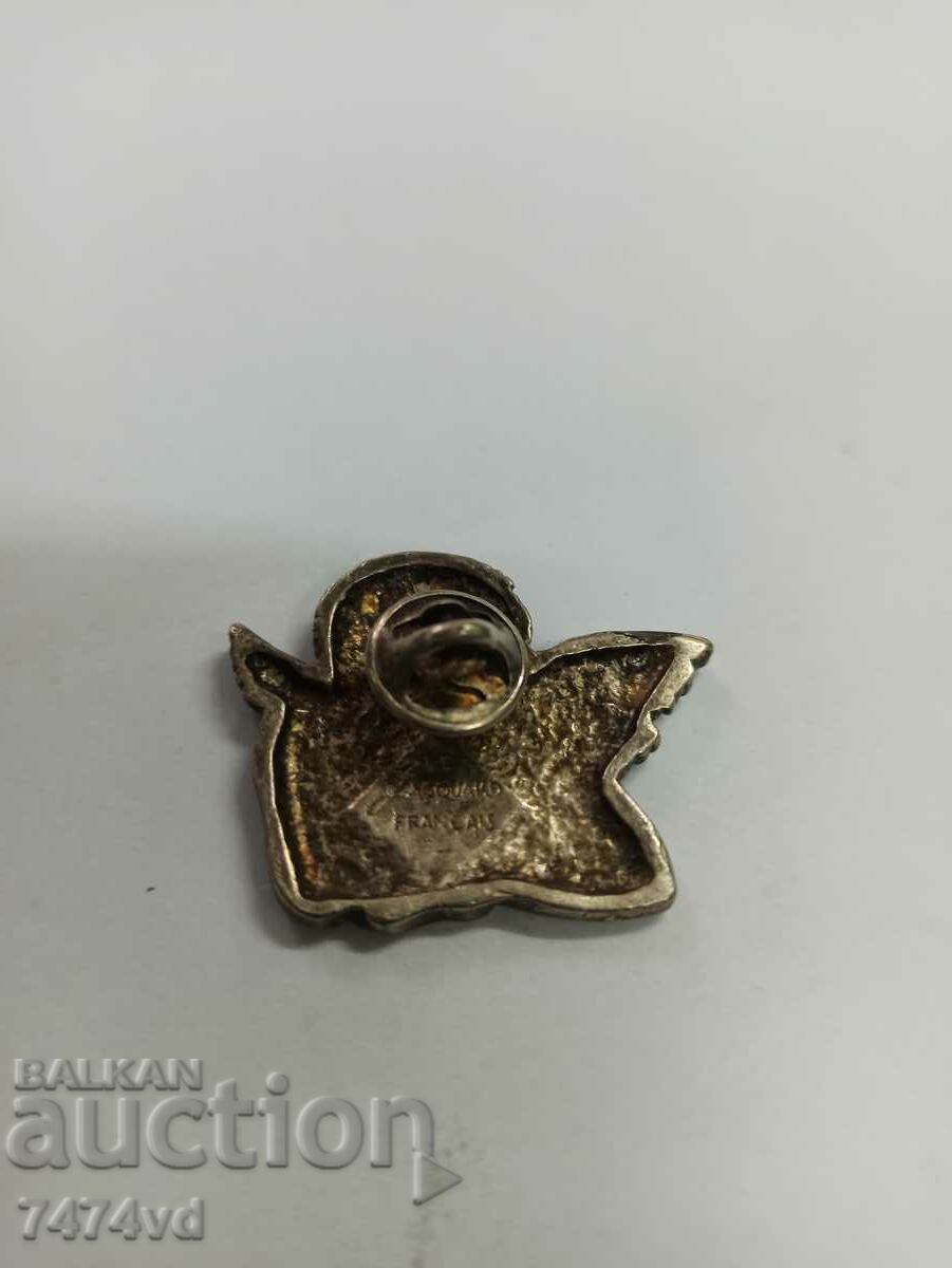 Auction  SILVER PLATED FRENCH BADGE, BROOCH - ANGEL