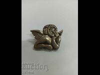 SILVER PLATED FRENCH BADGE, BROOCH - ANGEL