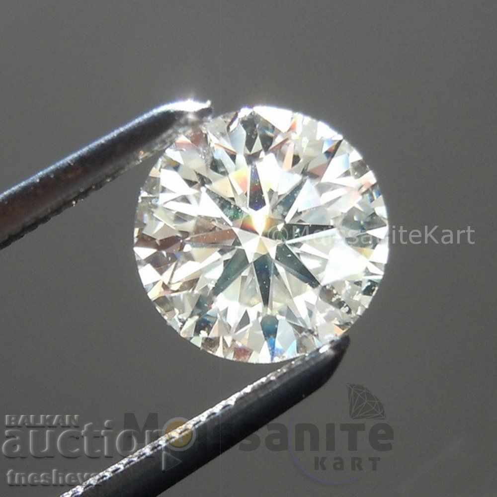 Moissanite /diamond/ white 9mm, 3 ct. with a certificate