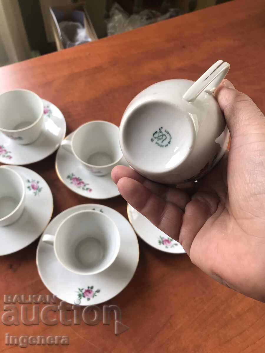 PORCELAIN CUP PLATE SERVICE BULGARIA - 6 PORCELAIN CUP PLATE SERVICE BULGARIA - 6