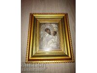 Beautiful icon of the Holy Mother of God Greece frame glass perfect