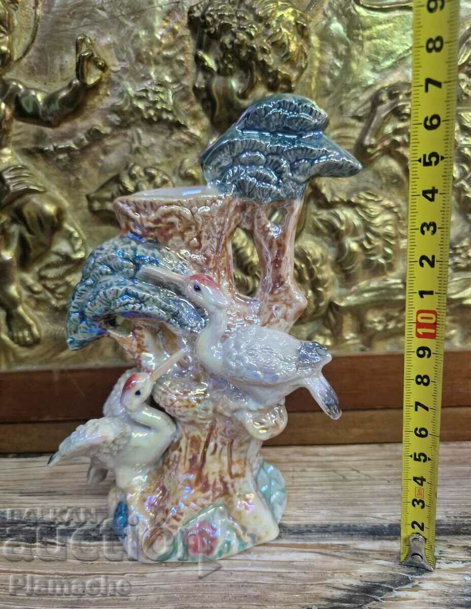 Porcelain vase decoration storks