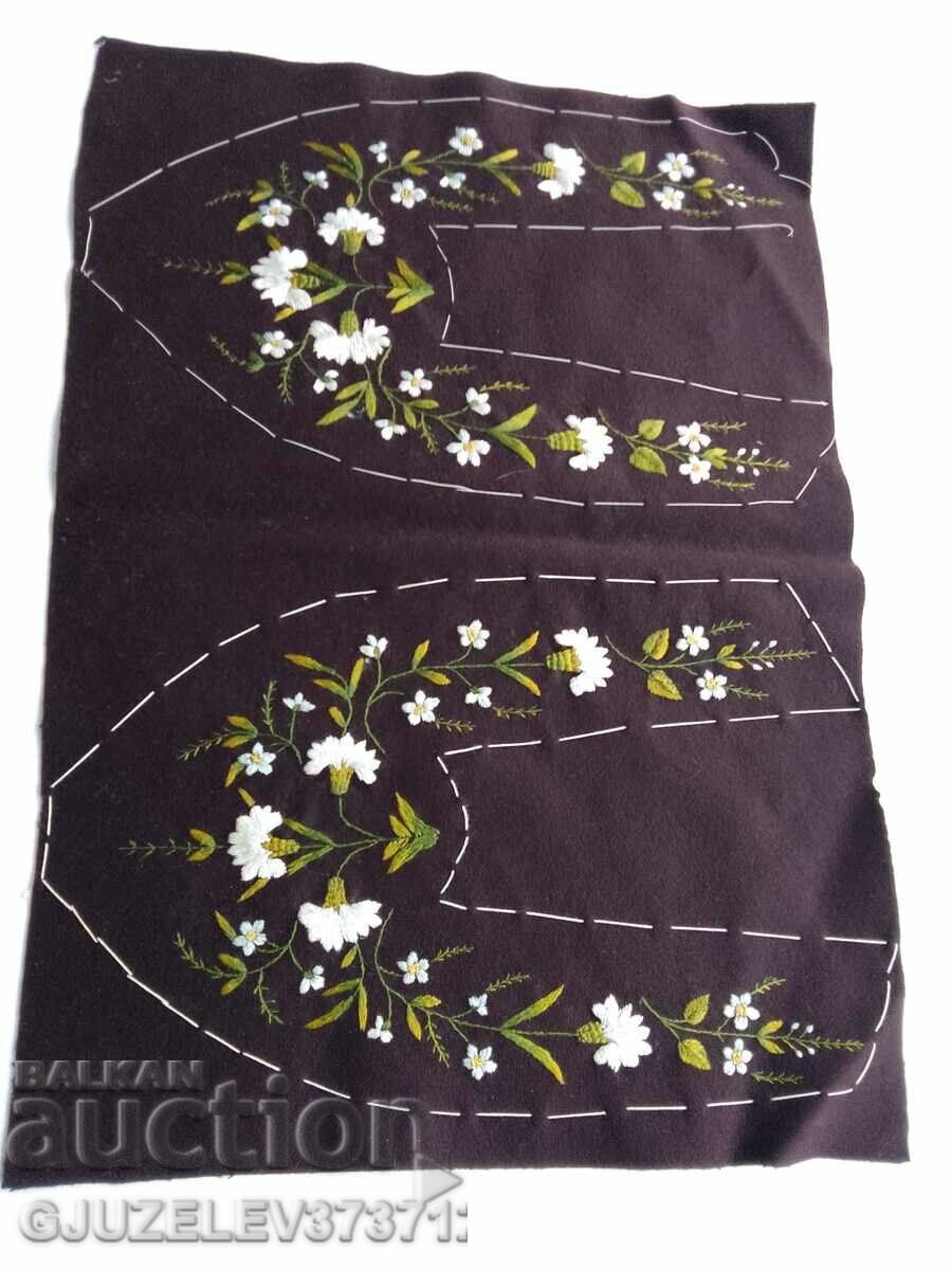 Handmade embroidered motifs for slippers