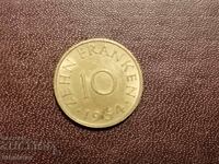 Saarland Saar 10 φράγκα 1954
