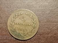 1869 San Marino 5 centesimi