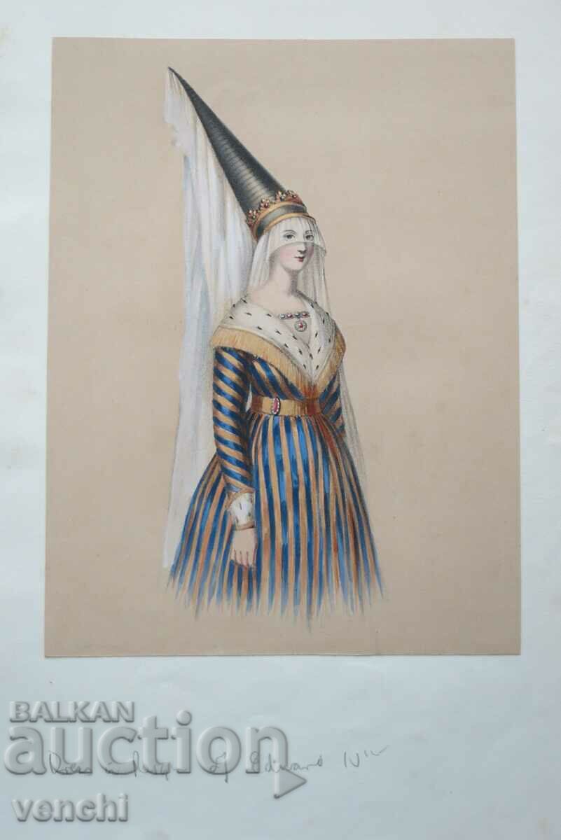 1840 - Hand colored lithograph - original