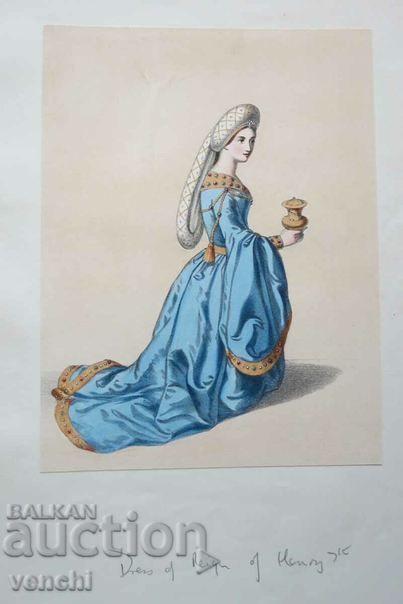 1840 - Ръчно оцветена литография - оригинал