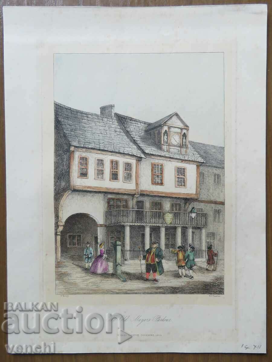 1863 - ENGRAVING - THE OLD TOWN HALL - ORIGINAL